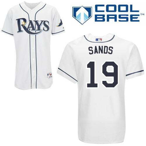 Jerry Sands #19 MLB Jersey-Tampa Bay Rays Men's Authentic Home White Cool Base Baseball Jersey
